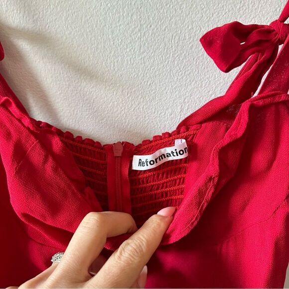 Reformation Christine Dress in Lipstick Red - Picture 8 of 10
